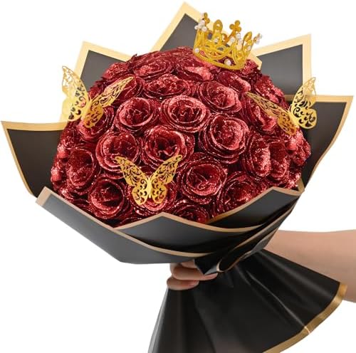 Natural Diy Glitter Rose Bouquet Home Decor Set