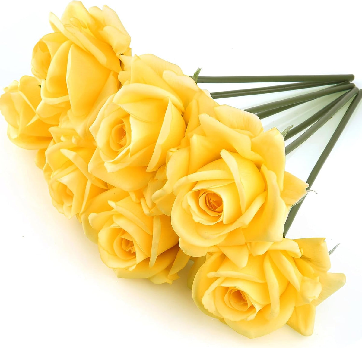 Eyamumo Fake Flowers, Faux Silk Real Touch Artificial Rose Flowers for Decoration DIY, Wedding Party, Home Office Decoration and Dining Table Centerpiece, 7Pcs (White-30cm, 30CM)