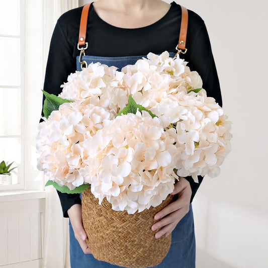 Blue Hydrangea Artificial Flowers, 5Pcs 20-Inch Large Lifelike Silk Hydrangeas for Home Decor
