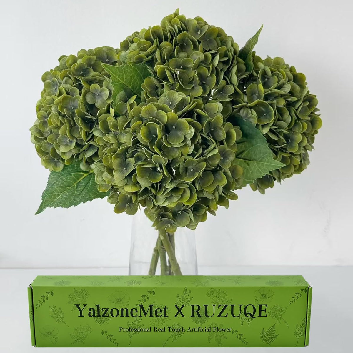 YalzoneMet Hydrangea Artificial Flowers 4 Pcs 2 White 2 Light Blue 21 inch Long Rod Real Touch Lifelike Fake Latex Hydrangea for Home Party Outdoor Wedding Gifts Christmas Decor Table Centerpiece