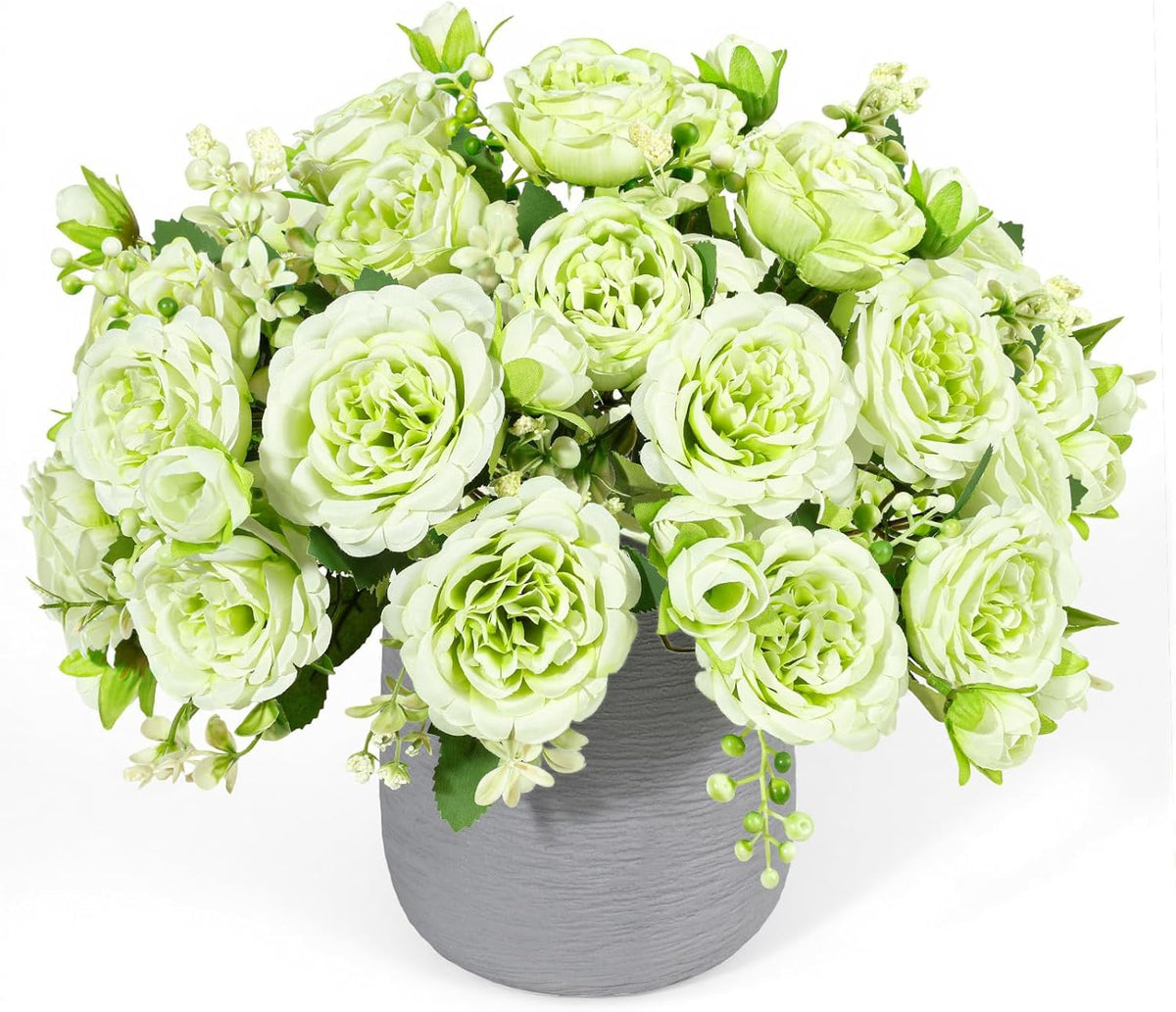 Artificial Peonies Silk Flowers, 4 Bundles Faux Peony Bouquet for Farmhouse Home Decor, Light Pink
