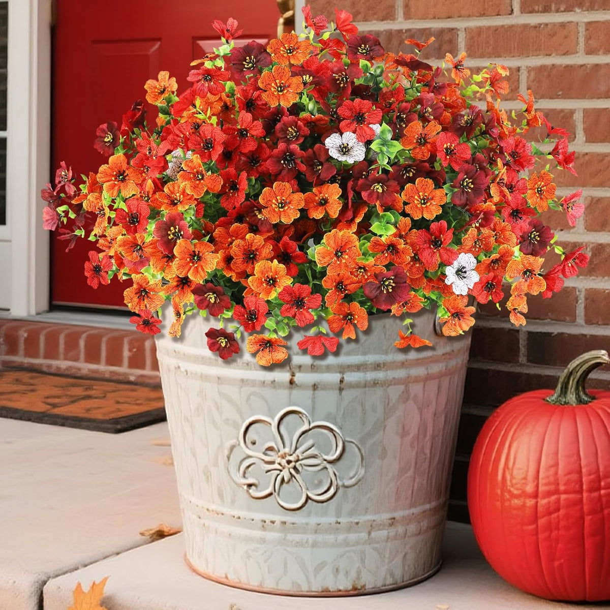 Homsunny Artificial Flowers for Outdoors, 12 PCS Faux Silk Flower Spring Decoration, Fake Outdoor Flowers UV Resistant No Fade Artificial Plants for Home Planter Front Porch Garden Patio Yard Decor