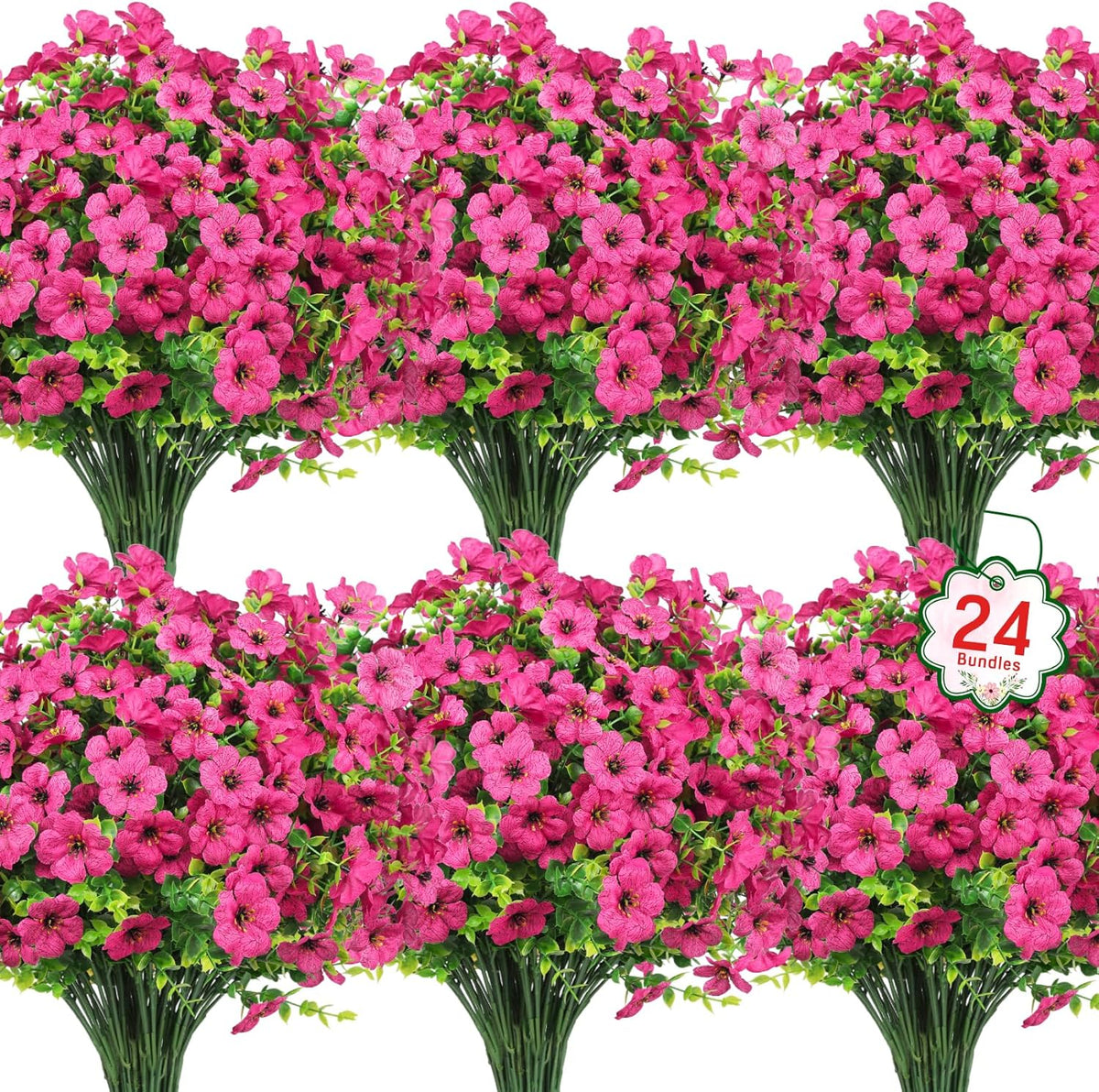Ouddy Decor 24 Bundles Artificial Flowers for Outdoors Fake Silk Flowers UV Resistant Faux Plastic Plants for Spring Summer Garden Porch Window Box Table Vase Home Indoor Outdoor Decoration, Yellow