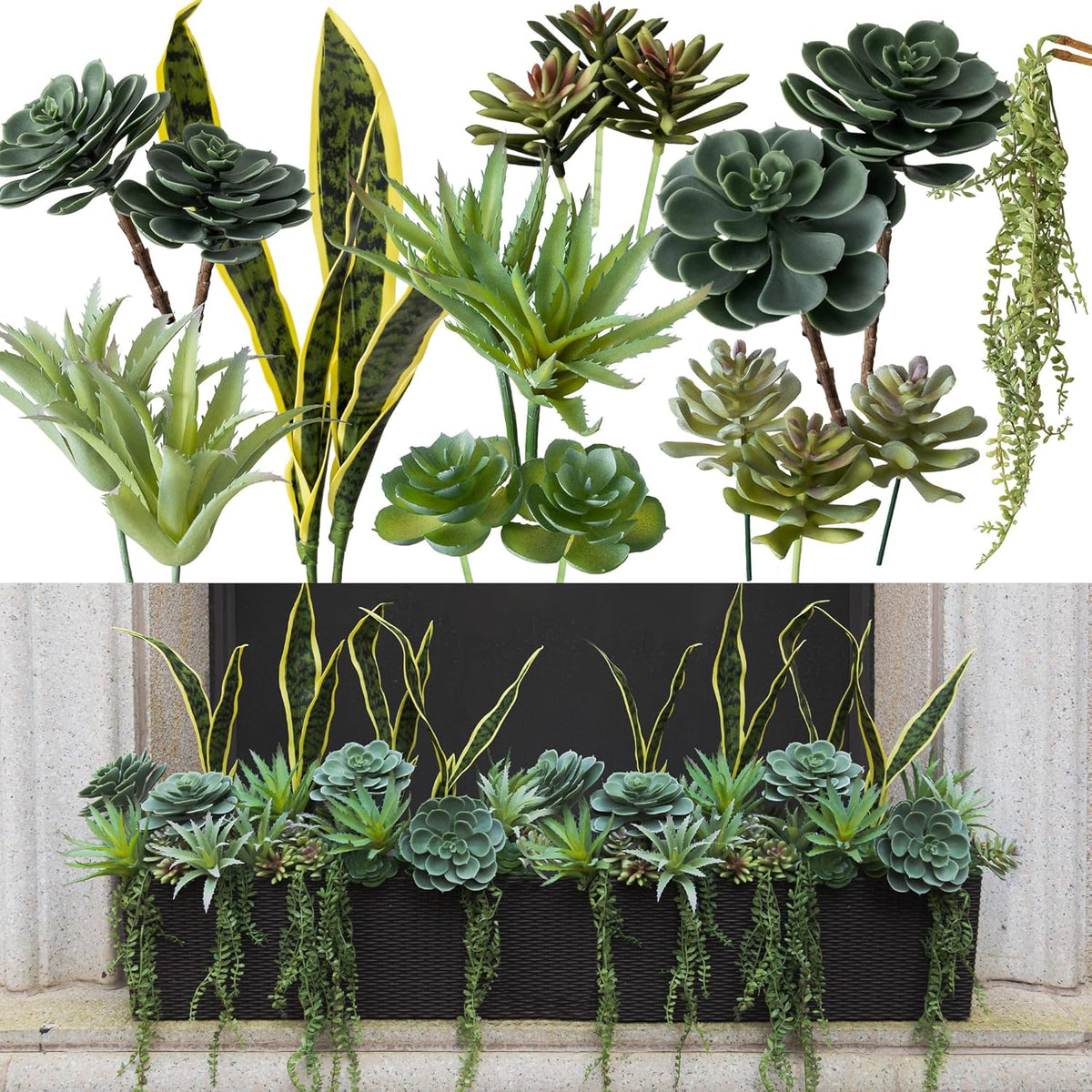 PARTY JOY 19 Bunches Fake Plants Outdoor, Fake Bushes UV Resistant Artificial Lavender Flowers Greenery Shrubs Faux Greenery for Outdoor Garden Patio Front Porch Yard Decor