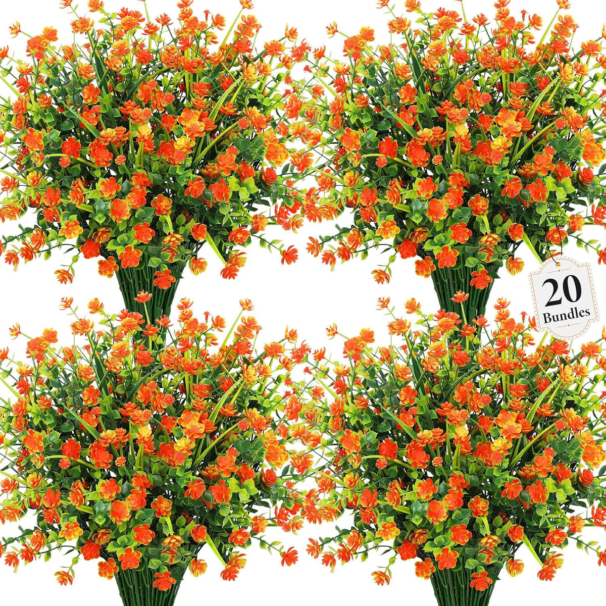20 Bundles Artificial Flowers for Outdoors Fake Plastic Flowers UV Resistant Realistic Faux Plants Shrubs for Spring Summer Garden Porch Yard Patio Planter Window Box Home Decor, Mixedcolor