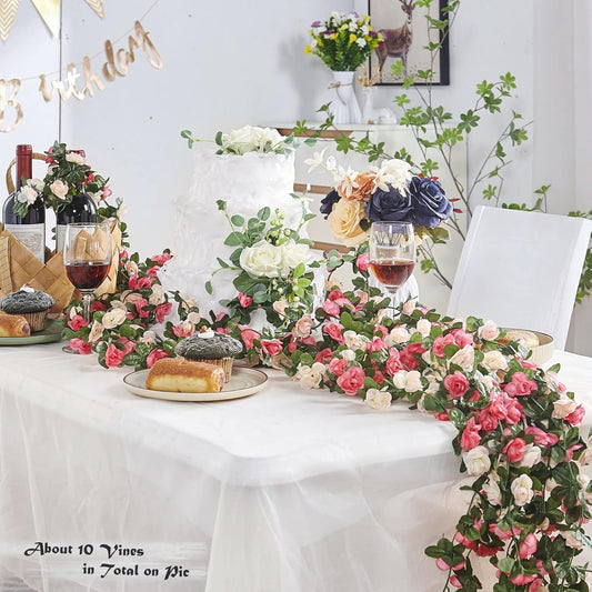 Realistic Artificial Rose Flower Garland Outdoor Decor Statement