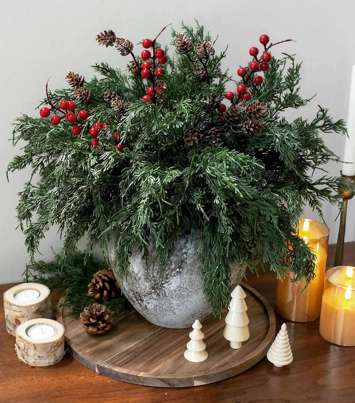 Classic Artificial Cedar Branches Greenery Indoor Decor Collection