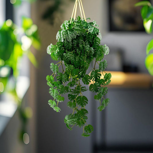 Decorative Artificial Hanging Monstera Resistant Indoor Decor Set
