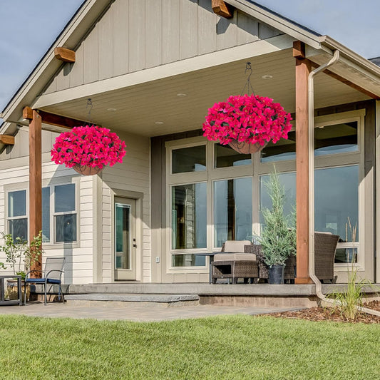 Elegant Hotpink Faux Bougainvillea Hanging Outdoor Decor Arrangement