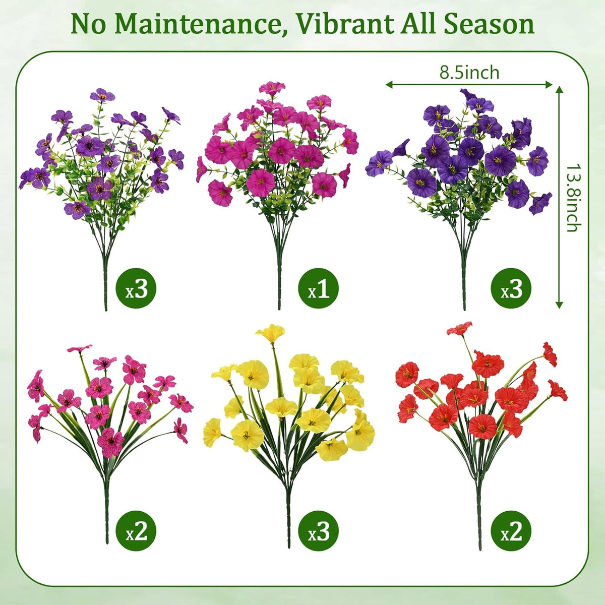 Yastouay Artificial Flowers for Outdoors, 14 Bundles UV Resistant Artificial Outdoor Flowers, Realistic Fake Outdoor Flowers Plant Faux Flowers for Outdoor Planters Front Porch Patio Window Box