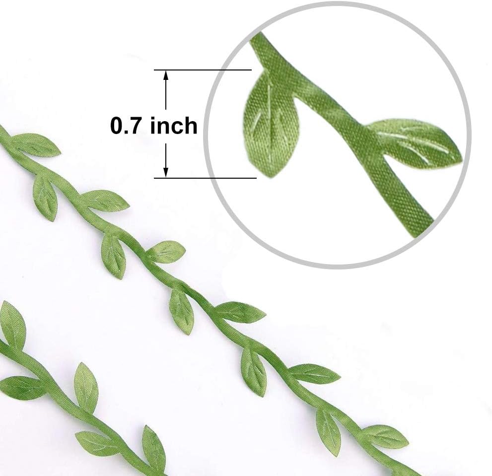 Lvydec Artificial Vine Greenery Garland, 265 Feet Green Leaves Ribbon Fake Ivy Leaf Garland for DIY Wedding Party Craft Wall Decoration