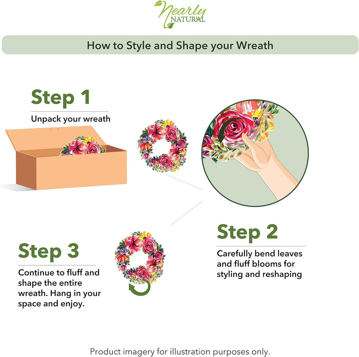 Nearly Natural 24in Artificial Peony Wreath Faux Floral Door Wreath for Indoor Home Entryway Wall Decor, Multicolor