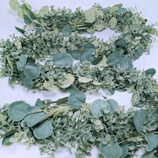 8.3' Long Faux Eucalyptus Greenery Garland - Silver Dollar Eucalyptus for Wedding Arch, Swag, Backdrop, Doorways, Mantel, Table Runner - Indoor/Outdoor