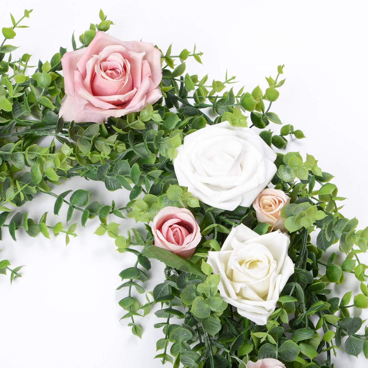 DearHouse Faux Eucalyptus Garland Plant, 2 Pack Artificial Vines Hanging Eucalyptus Leaves Greenery Garland for Wedding Backdrop Arch Wall Decor, 6 Feet/pcs UV Protected Indoor Outdoor