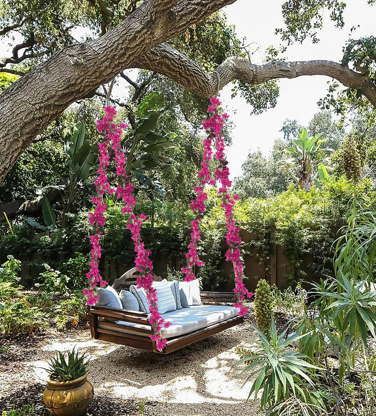 2PCS 5.9 Ft Artificial Bougainvillea Flowers Garland - Fake Silk Vines for Wedding Arch and Wall Decor