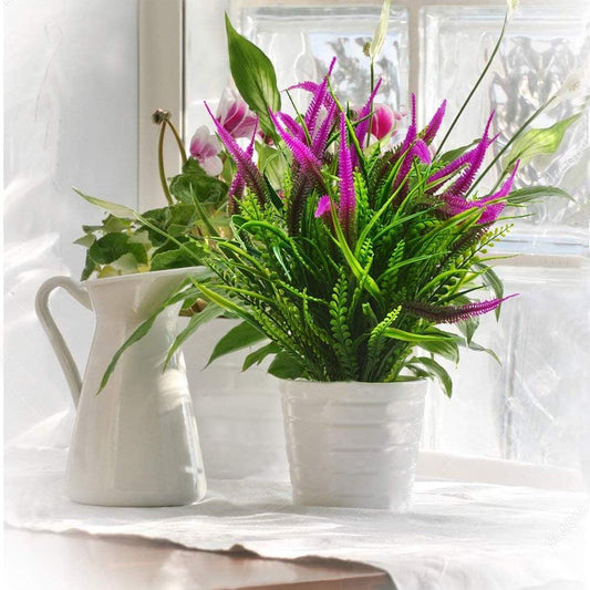 8 Pcs Outdoors Artificial Flowers Plants Faux Plastic Plant Artificial Fake Flower UV Resistant Plants for Window Garden Patio Hanging Planter Pathway Front Porch Home Decor (8, Red)