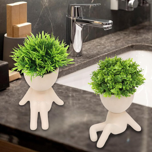 MAKHOT 4 Pcs Fake Succulents for Office Decorations, Artificial Succulents Plants for Work Desk, Faux Mini Plants Home Decor - Small Plant for Office Women Cubicle Decoration (Cream Color)