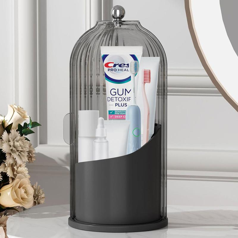 Modern Durable Acrylic Toothbrush Holder with 360-Rotating Transparent Cover
