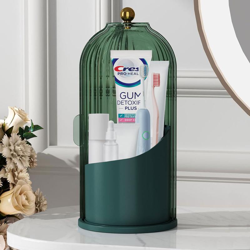 Modern Durable Acrylic Toothbrush Holder with 360-Rotating Transparent Cover