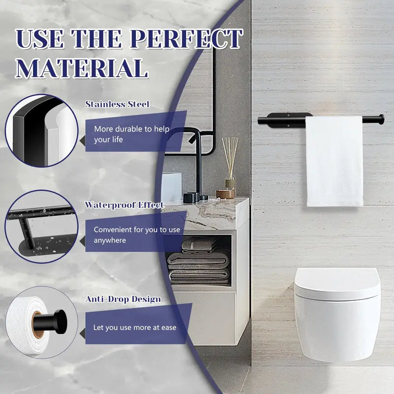 Self-Adhesive Paper Towel Holder Under Cabinet - SUS304 Stainless Steel Wall Mount Rack