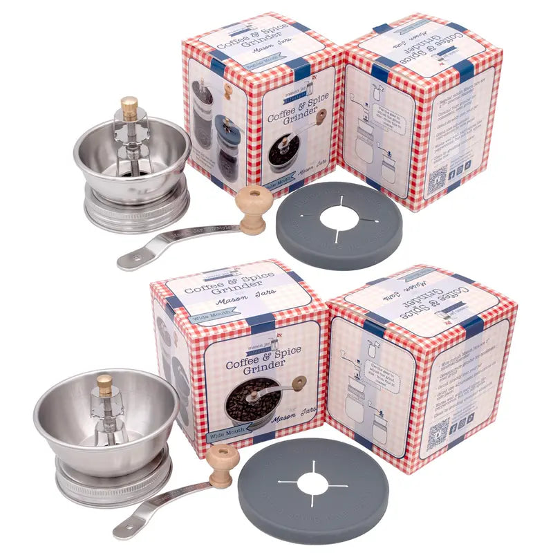 Coffee and Spice Grinder Lid for Regular and Wide Mouth Glass Canning Jars