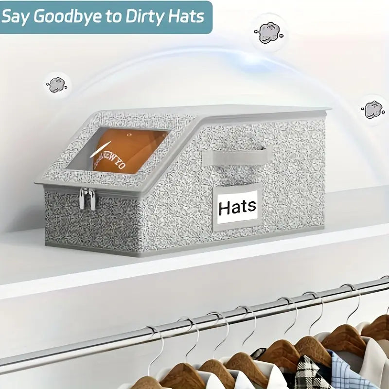 Stackable Hat Storage Boxes for Baseball Caps, Holds Up to 24 Hats, Durable Wardrobe Organizer