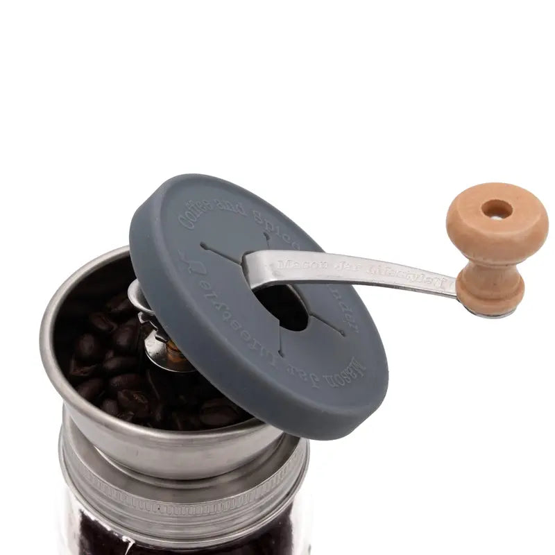 Coffee and Spice Grinder Lid for Regular and Wide Mouth Glass Canning Jars