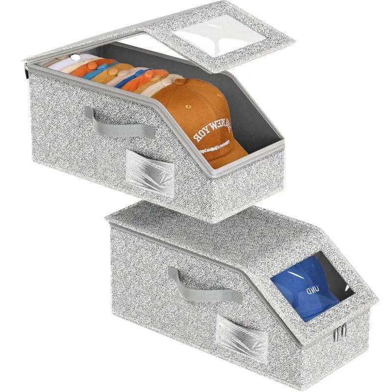 Stackable Hat Storage Boxes for Baseball Caps, Holds Up to 24 Hats, Durable Wardrobe Organizer