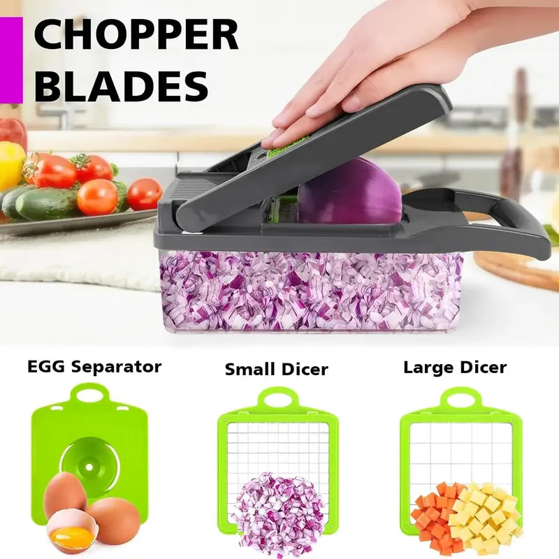14-in-1 Multifunctional Vegetable Chopper and Grater for Efficient Kitchen Prep