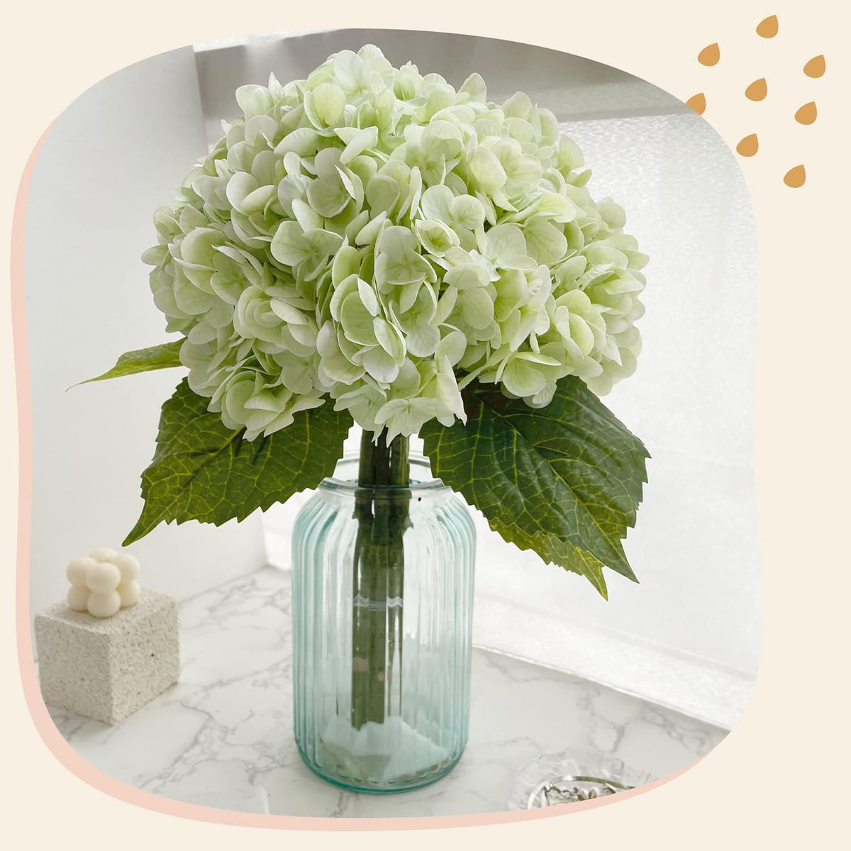 💐 21In Pink Artificial Hydrangea Flowers 5 Pcs Real Touch 3D Print Latex Flowers for Wedding Centerpieces Bouquets DIY Floral Decor Home Decoration with Stems