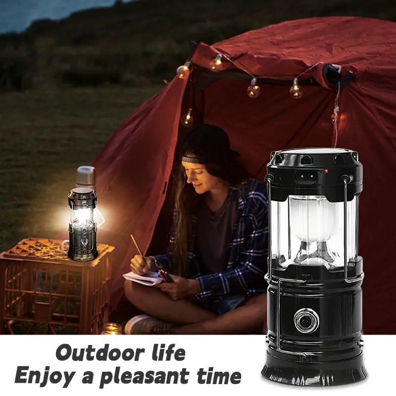4-Pack Foldable Compact LED Lanterns - Solar & USB Rechargeable Emergency Lights
