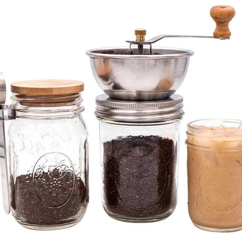 Coffee and Spice Grinder Lid for Regular and Wide Mouth Glass Canning Jars