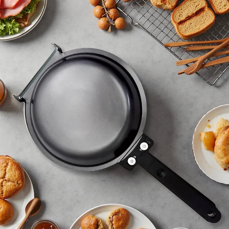 Double-Sided Non-Stick Round Pan Skillet for Omelets, Pancakes, and Camping Meals
