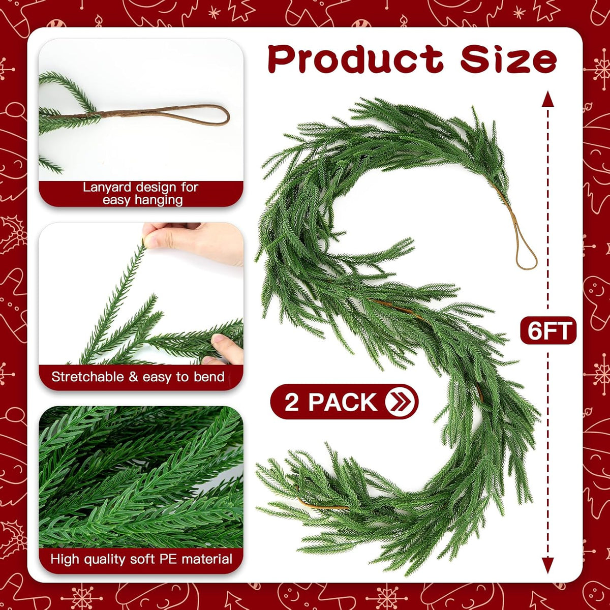 Sophisticated Artificial Norfolk Pine Garland Holiday Decor Display