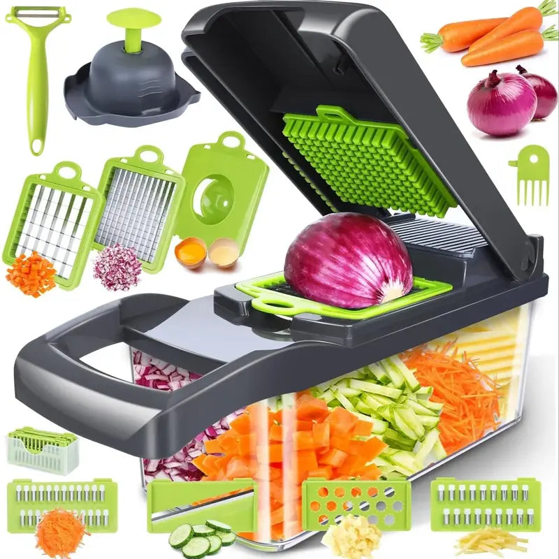 14-in-1 Multifunctional Vegetable Chopper and Grater for Efficient Kitchen Prep