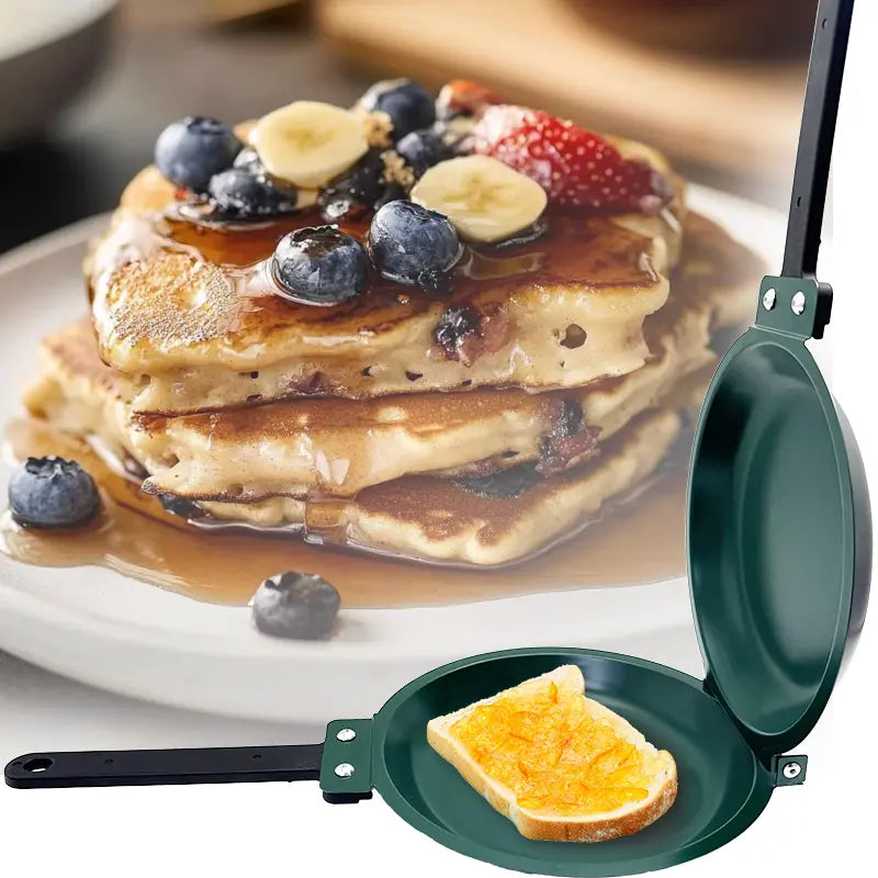 Double-Sided Non-Stick Round Pan Skillet for Omelets, Pancakes, and Camping Meals