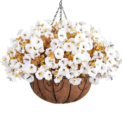 Vibrant Silk Morning Glory Basket Outdoor Decor Bundle