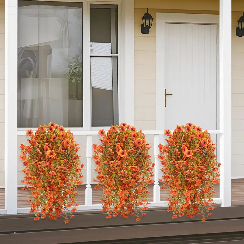 8-Piece Faux Daisy Vines Set - UV-Resistant Silk Plastic Hanging Plants with Eucalyptus Leaves