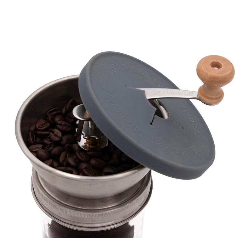 Coffee and Spice Grinder Lid for Regular and Wide Mouth Glass Canning Jars