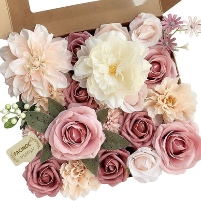 Sophisticated Pink Silk Peonies Roses Indoor Decor Kit