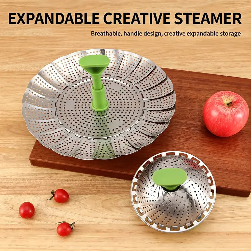 Stainless Steel Vegetable Steamer Basket, Folding Expandable Insert for Various Pot Sizes
