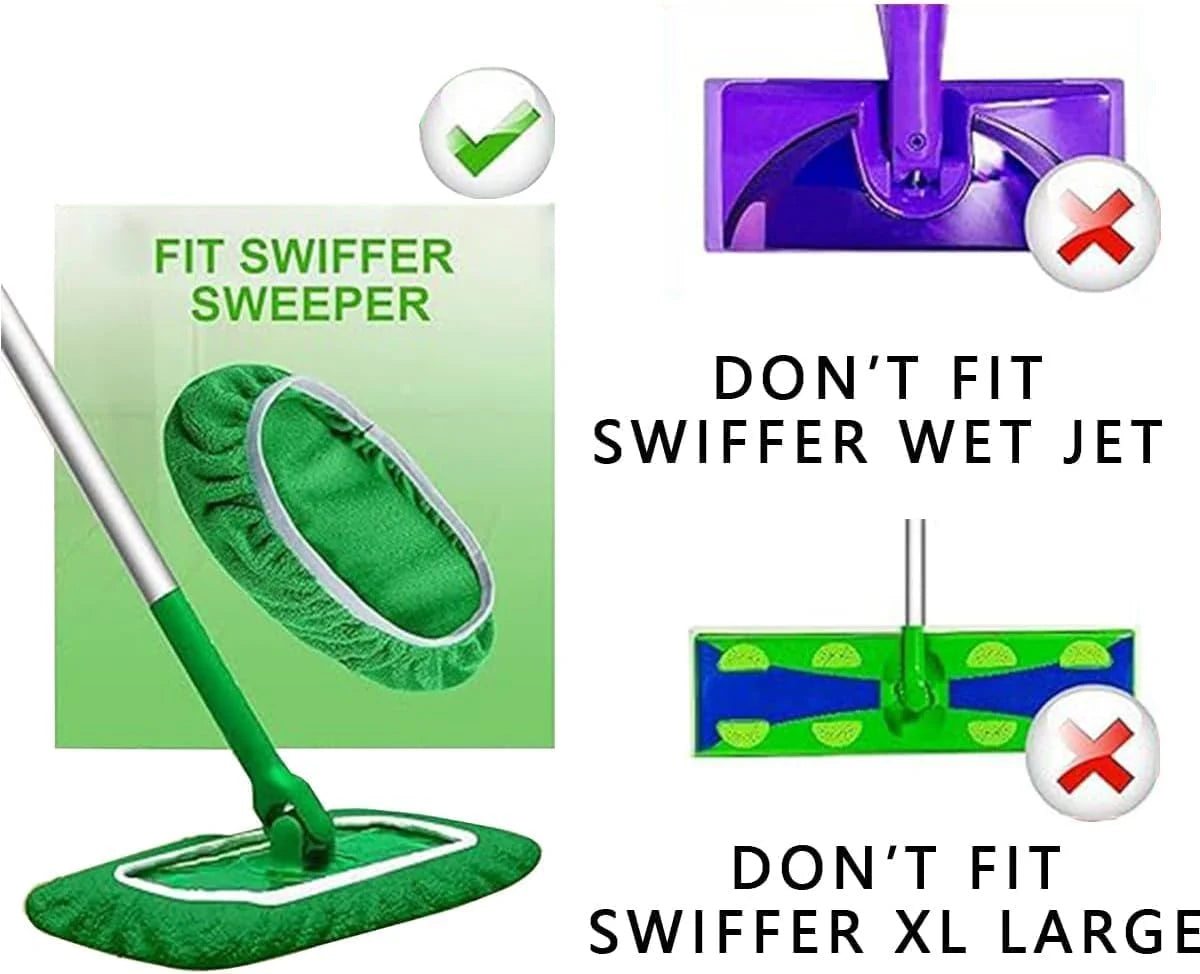 Ultra-Absorbent Reusable Microfiber Mop Pads for Deep Cleaning, Wet and Dry Use, 8-Pack