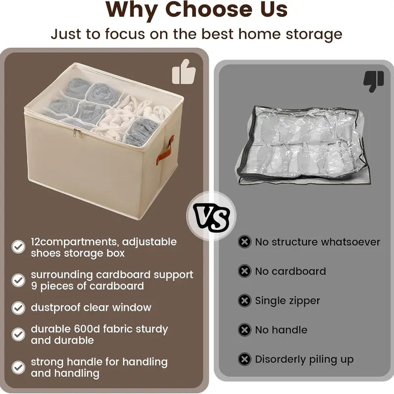 Shoe & Pants Storage Organizer (1-4pcs) - Eco-Friendly Flexible Plastic Collapsible Bins for Closet