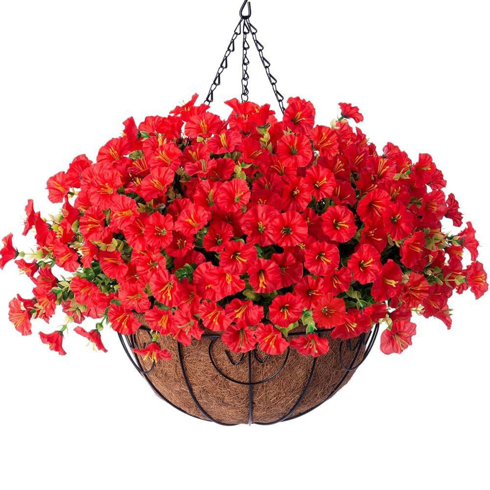 Vibrant Silk Morning Glory Basket Outdoor Decor Bundle