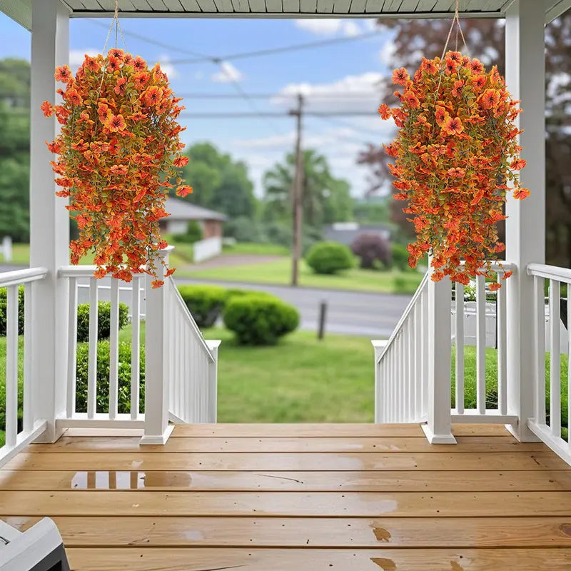 8-Piece Faux Daisy Vines Set - UV-Resistant Silk Plastic Hanging Plants with Eucalyptus Leaves