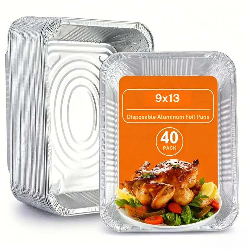 Aluminum Foil Pans 9x13 Disposable - Half Size Heavy Duty Deep Steam Table Pans for Baking and Grilling