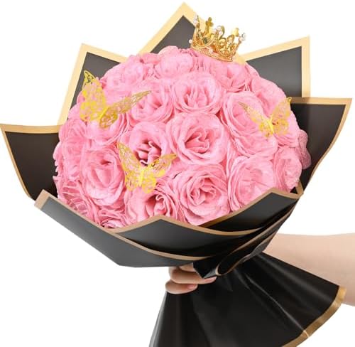 Natural Diy Glitter Rose Bouquet Home Decor Set