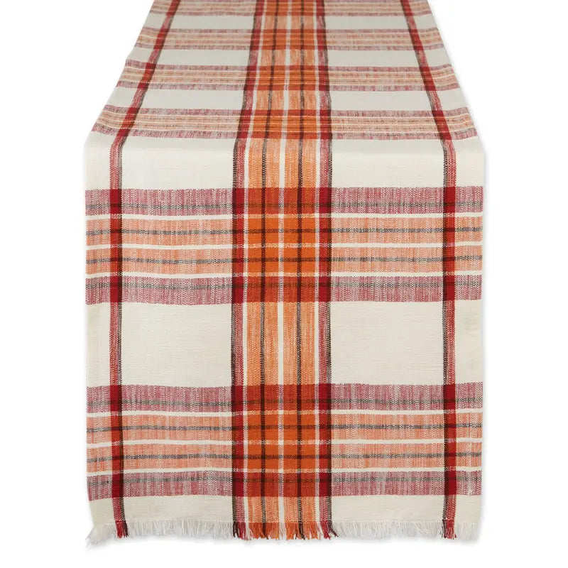 Pumpkin Spice Plaid Table Runner - 14" x 72" Autumn Harvest Table Decor