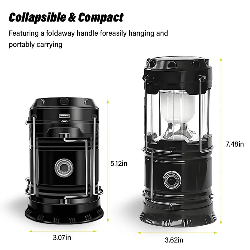 4-Pack Foldable Compact LED Lanterns - Solar & USB Rechargeable Emergency Lights