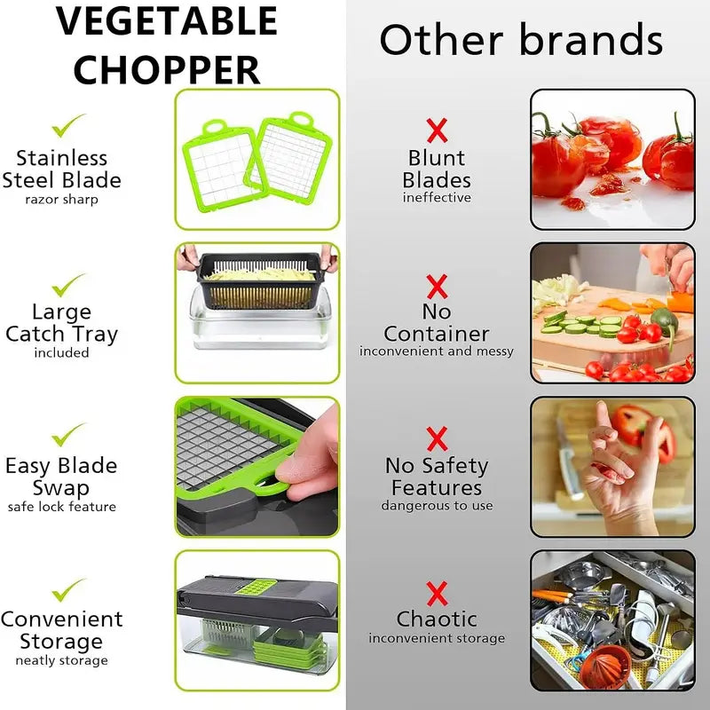 14-in-1 Multifunctional Vegetable Chopper and Grater for Efficient Kitchen Prep